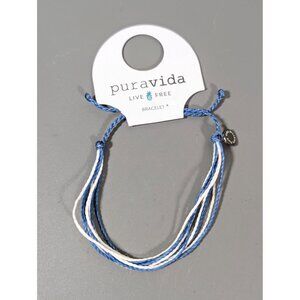 Puravida Blue White Cord Bracelet Adjustable Beachy Coastal Surfer‎ Boho NEW